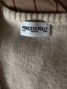 Princess Polly Cream Ribbed Crew Neck Sweater